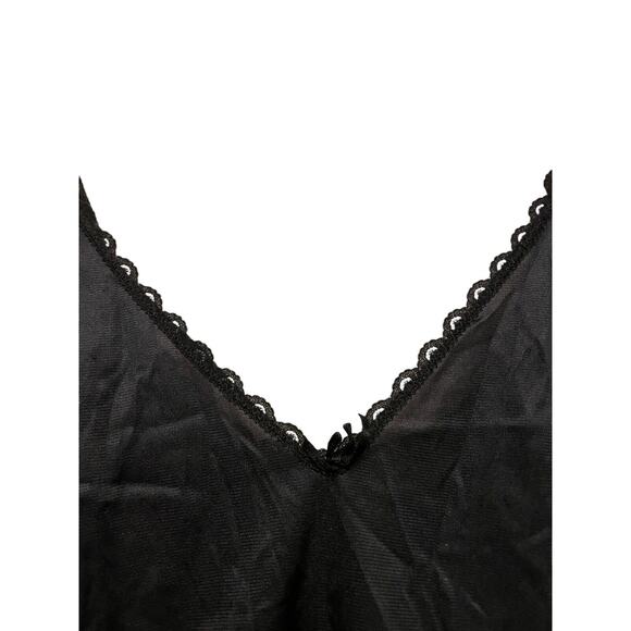 Vintage Warner's Slip Set Top‎ Full Skirt Size Small/Medium Black Satin 1980s - Picture 4 of 13